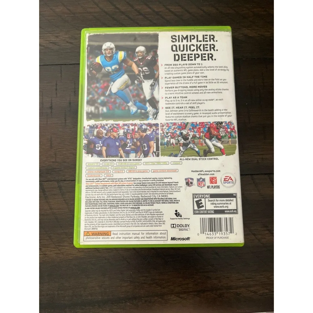 Madden NFL 11 Microsoft Xbox 360 EA Sports Football Game Drew Brees Cover CIB
